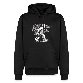 Yéti de Noël avec arbre de Noël - Sweat à capuche Premium bio Homme - noir - Devant - Nico (187cm)