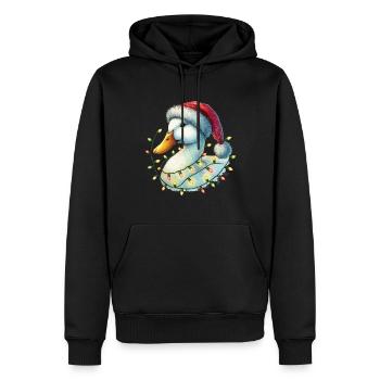 Weihnachten Lustige Ente Mit Lichterkette - Männer Premium Bio Hoodie - Schwarz - Vorne - Nico (187cm)