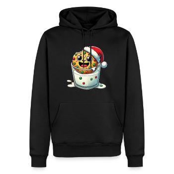 Fröhlicher Keks Mit Weihnachtsmütze - Männer Premium Bio Hoodie - Schwarz - Vorne - Nico (187cm)