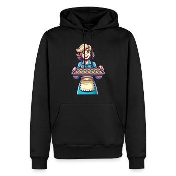 Boulanger joyeux avec des biscuits frais - Sweat à capuche Premium bio Homme - noir - Devant - Nico (187cm)