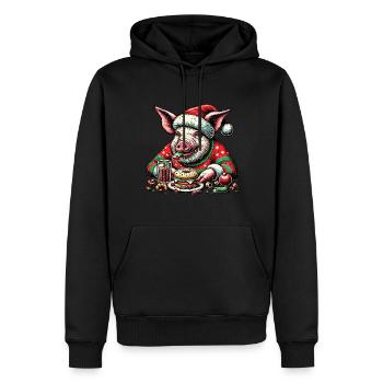 Weihnachts-Schwein Völlerei Spaß - Männer Premium Bio Hoodie - Schwarz - Vorne - Nico (187cm)