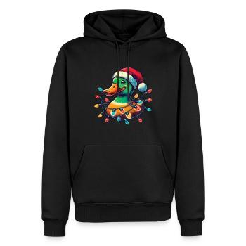Lustige Weihnachtsente Mit Lichtern - Männer Premium Bio Hoodie - Schwarz - Vorne - Nico (187cm)