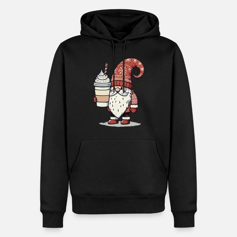 Weihnachtsgnom Mit Kaffee Wichtel - Männer Premium Bio Hoodie - Schwarz