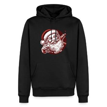 Santa Liebt Alkohol Weihnachtsfeier Spaß - Männer Premium Bio Hoodie - Schwarz - Vorne - Nico (187cm)