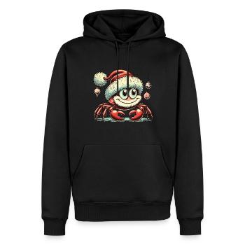 Weihnachtliche Krabbe Mit Mütze - Männer Premium Bio Hoodie - Schwarz - Vorne - Nico (187cm)