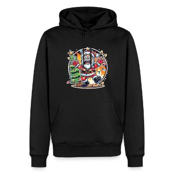 Chaos de Noël avec choc électrique dessin animé - Sweat à capuche Premium bio Homme - noir - Devant - Nico (187cm)