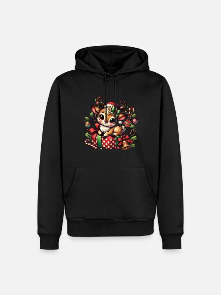 Christmas Reindeer On Gift - Men’s Premium Organic Hoodie - black