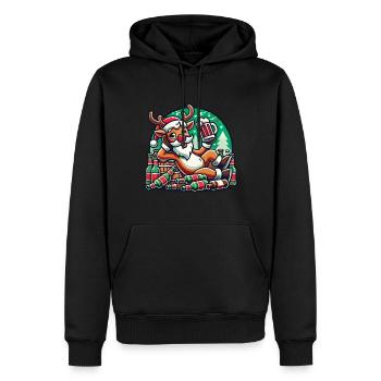 Lustiges Rentier Mit Bier Zu Weihnachten - Männer Premium Bio Hoodie - Schwarz - Vorne - Nico (187cm)