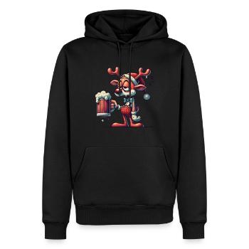 Lustiges Rentier Mit Bier Für Weihnachten - Männer Premium Bio Hoodie - Schwarz - Vorne - Nico (187cm)