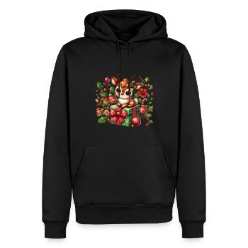 Mignon renne de Noël avec cadeau - Sweat à capuche Premium bio Homme - noir - Devant - Nico (187cm)
