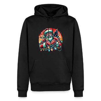 Weihnachtlicher Stromschlag düster und Humorvoll - Männer Premium Bio Hoodie - Schwarz - Vorne - Nico (187cm)