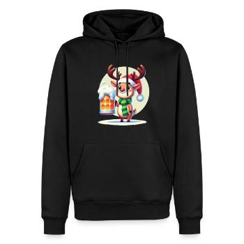 Bier und Weihnachtliches Rentier Mit Bierkrug - Männer Premium Bio Hoodie - Schwarz - Vorne - Nico (187cm)