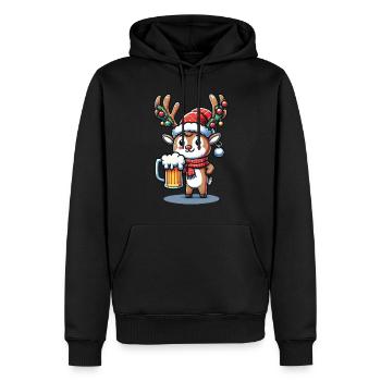 Christmas reindeer with beer mug - Men’s Premium Organic Hoodie - black - Front - Nico (187cm)