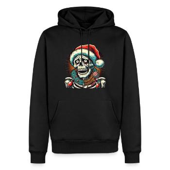 Halloween Skelett Mit Weihnachtsmütze - Männer Premium Bio Hoodie - Schwarz - Vorne - Nico (187cm)