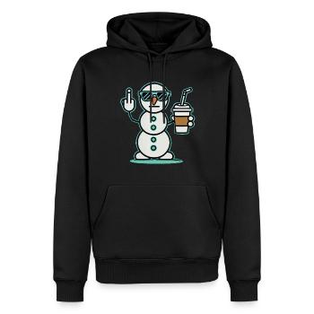 Cool snowman with sunglasses and drink - Men’s Premium Organic Hoodie - black - Front - Nico (187cm)