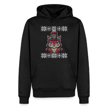 Tricot d’hiver look écureuil avec chapeau - Sweat à capuche Premium bio Homme - noir - Devant - Nico (187cm)