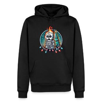 Squelette avec des guirlandes lumineuses peur à Noël - Sweat à capuche Premium bio Homme - noir - Devant - Nico (187cm)
