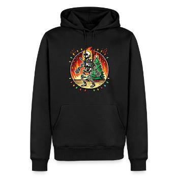 Squelette de Noël enflammé Accident de vacances - Sweat à capuche Premium bio Homme - noir - Devant - Nico (187cm)