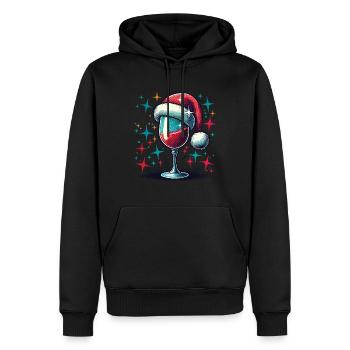 Verre à vin de Noël avec une touche festive - Sweat à capuche Premium bio Homme - noir - Devant - Nico (187cm)