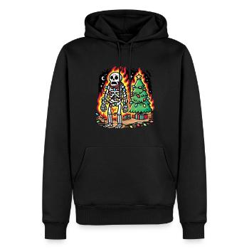 Squelette de Noël avec des guirlandes lumineuses - Sweat à capuche Premium bio Homme - noir - Devant - Nico (187cm)