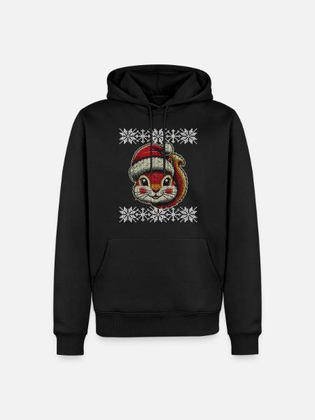 Cute Christmas squirrel with hat - Men’s Premium Organic Hoodie - black