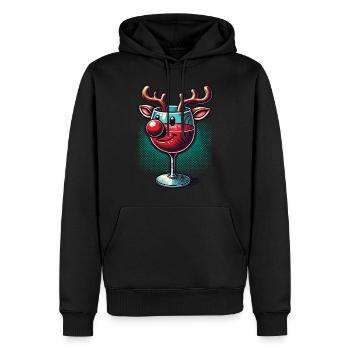Weinglas Rentier Mit Weihnachtlichem Flair - Männer Premium Bio Hoodie - Schwarz - Vorne - Nico (187cm)