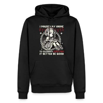 Pause de Noël anime pour une célébration spéciale - Sweat à capuche Premium bio Homme - noir - Devant - Nico (187cm)