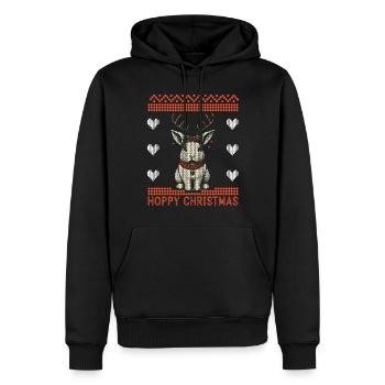 Hoppy Noël Drôle Noël Lapin - Sweat à capuche Premium bio Homme - noir - Devant - Nico (187cm)
