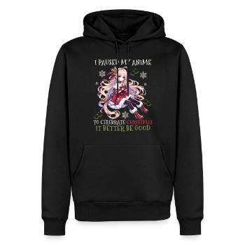 Je mets mon anime en pause pour Noël - Sweat à capuche Premium bio Homme - noir - Devant - Nico (187cm)