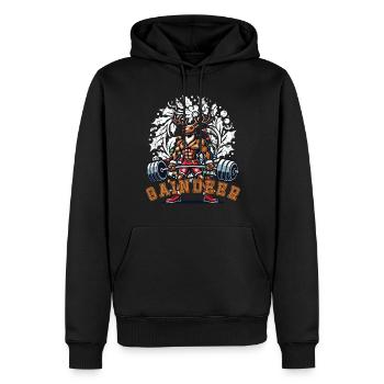 Muskel Rentier Weihnachten Fitness lustiger Spaß - Männer Premium Bio Hoodie - Schwarz - Vorne - Nico (187cm)