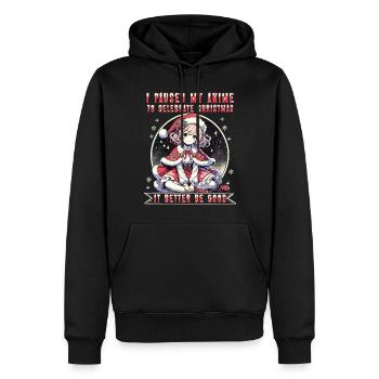 Motif de pause anime kawaii pour les célébrations de Noël - Sweat à capuche Premium bio Homme - noir - Devant - Nico (187cm)