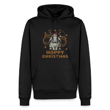 Lapin drôle de Noël houblonné avec des bois de renne - Sweat à capuche Premium bio Homme - noir - Devant - Nico (187cm)