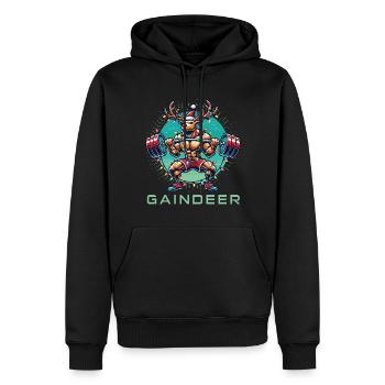Starker Gaindeer Fitness Rentier Gym Humor - Männer Premium Bio Hoodie - Schwarz - Vorne - Nico (187cm)