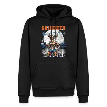 Christmas Workout Reindeer Fitness Humor - Men’s Premium Organic Hoodie - black - Front - Nico (187cm)