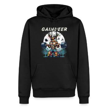 Gaindeer Funny Fitness Christmas Design - Men’s Premium Organic Hoodie - black - Front - Nico (187cm)