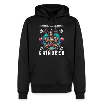 Muscle Renne Noël Fitness - Sweat à capuche Premium bio Homme - noir - Devant - Nico (187cm)