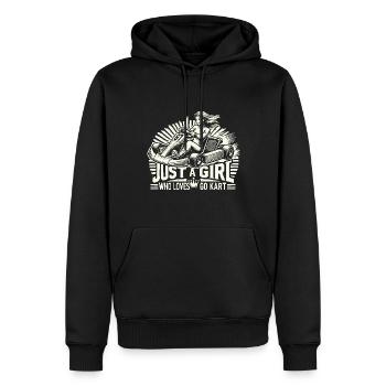 Une fille qui adore le karting - Sweat à capuche Premium bio Homme - noir - Devant - Nico (187cm)
