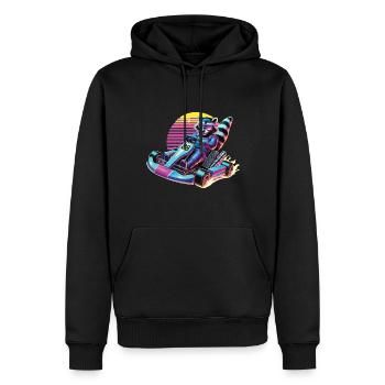 Go-Kart Raton laveur dans le style néon - Sweat à capuche Premium bio Homme - noir - Devant - Nico (187cm)