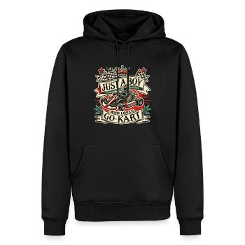 Junge Der Go-Kart Fahren Rennen Liebt - Männer Premium Bio Hoodie - Schwarz - Vorne - Nico (187cm)