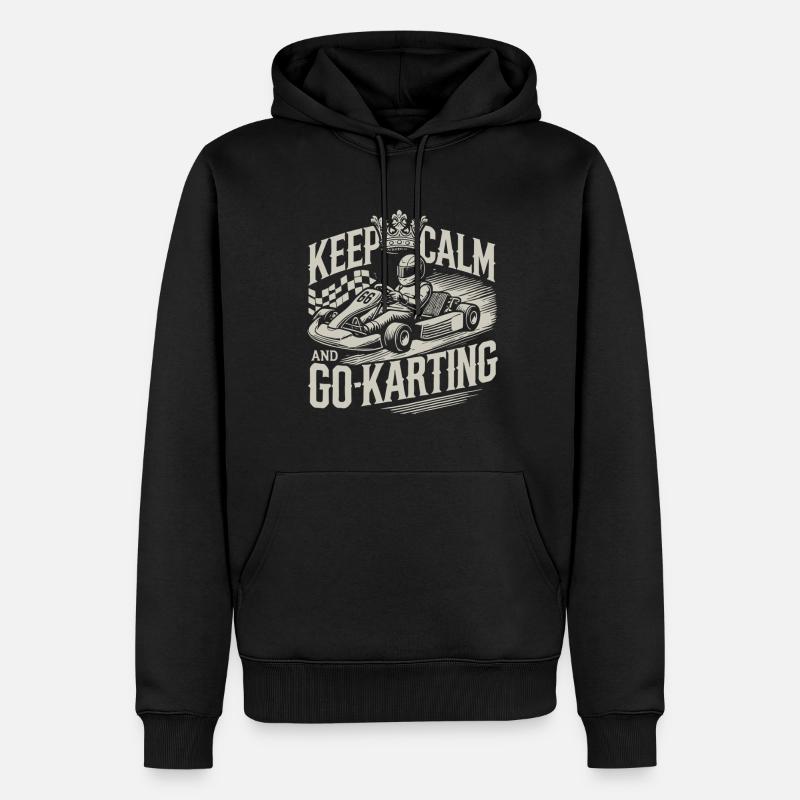 Restez calme et faites du karting - Sweat à capuche Premium bio Homme - noir
