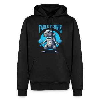 Capybara Lustiges Tischtennis Abenteurer - Männer Premium Bio Hoodie - Schwarz - Vorne - Nico (187cm)