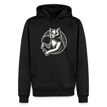 Niedliche Katze Spielt Tischtennis Kunst - Männer Premium Bio Hoodie - Schwarz - Vorne - Nico (187cm)