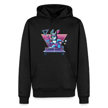 Vaporwave Lapin de Tennis de Table Sinthwave Retro - Sweat à capuche Premium bio Homme - noir - Devant - Nico (187cm)