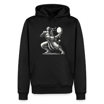 Ninja Maître de Tennis de Table Motif Drôle - Sweat à capuche Premium bio Homme - noir - Devant - Nico (187cm)