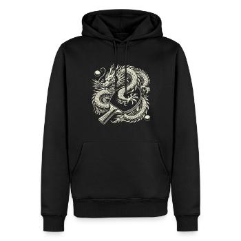Drachen Und Tischtennisschläger Kunstvolles Motiv - Männer Premium Bio Hoodie - Schwarz - Vorne - Nico (187cm)