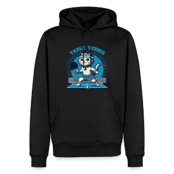 Niedliche Katze Tischtennis Vintage Stil - Männer Premium Bio Hoodie - Schwarz - Vorne - Nico (187cm)