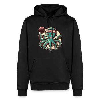 Lustiger Oktopus Tischtennis Cartoon Retro - Männer Premium Bio Hoodie - Schwarz - Vorne - Nico (187cm)