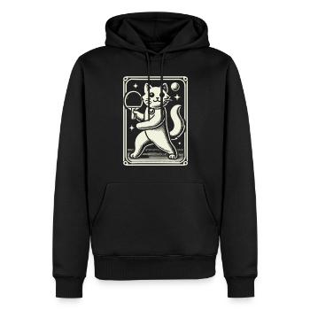Cute Cat Playing Table Tennis Artfully - Men’s Premium Organic Hoodie - black - Front - Nico (187cm)