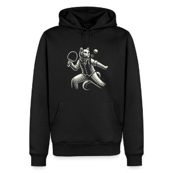 Un chat mignon joue au tennis de table de manière magistrale - Sweat à capuche Premium bio Homme - noir - Devant - Nico (187cm)