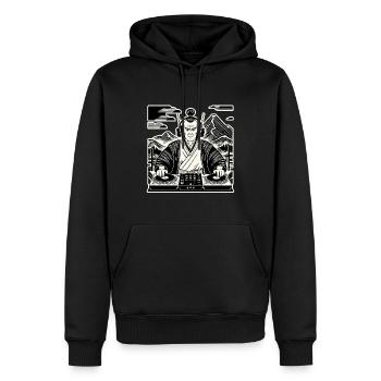 DJ Samouraï Musique Rétro Streetwear Design - Sweat à capuche Premium bio Homme - noir - Devant - Nico (187cm)